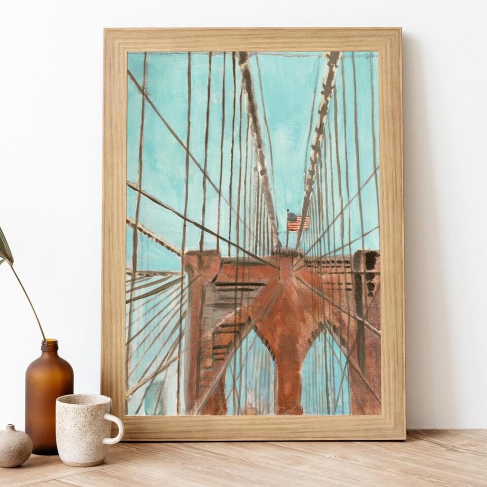 8.5x11 Brooklyn Bridge gouache painting art print